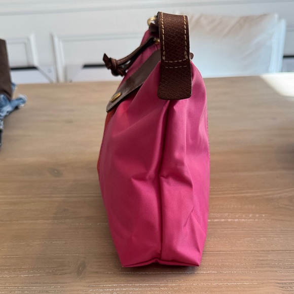 Longchamp Pink and Red Shoulder Bag with Brown Accent - Picture 2 of 6